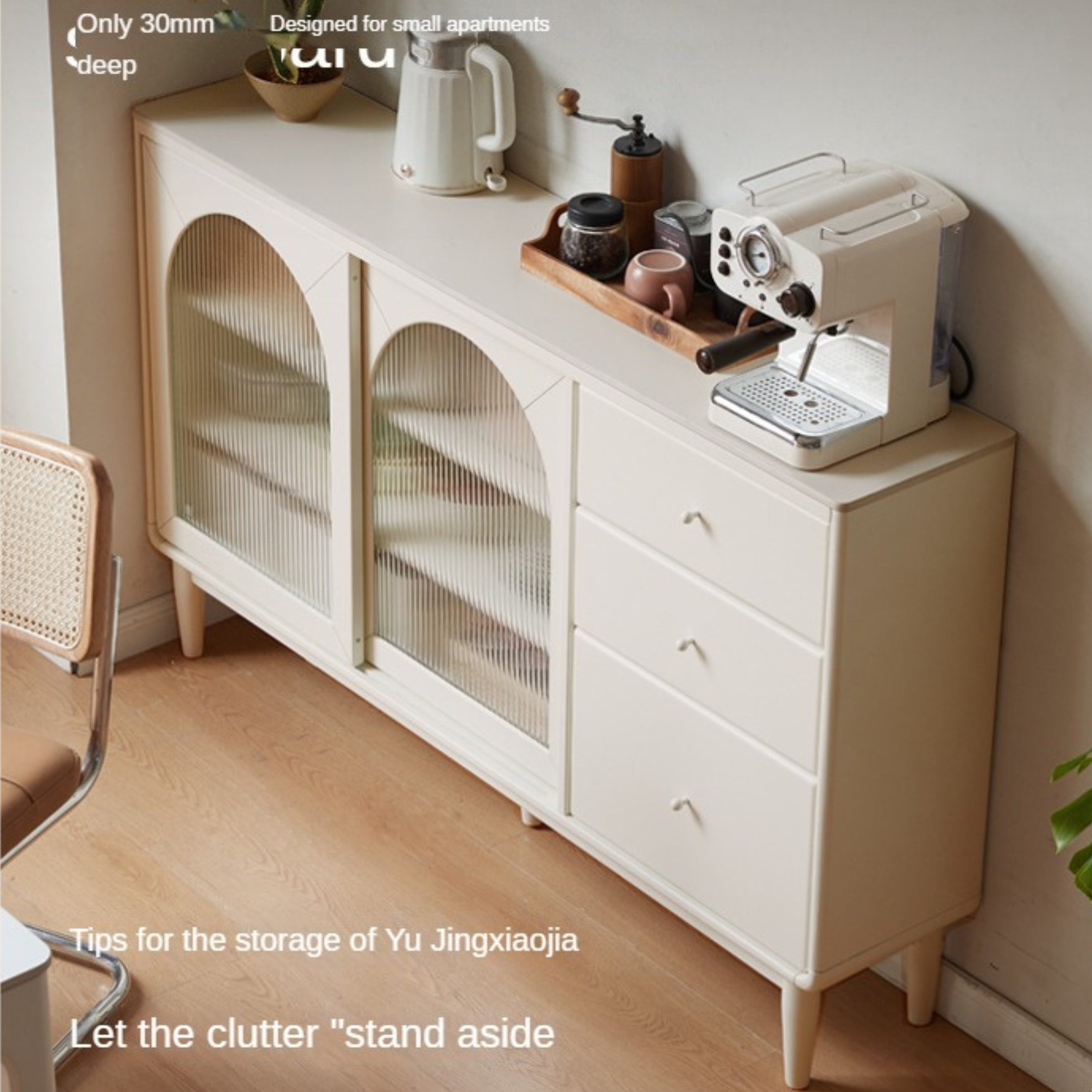 Solid RubberWood Rock Board Ultra-thin Wall Sideboard