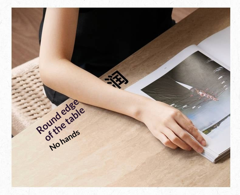 Oak Solid Wood Modern Cave Stone Rock Plate Dining Table