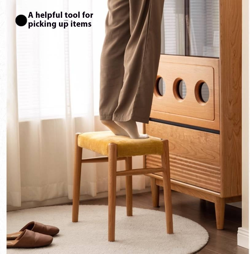 Oak Solid Wood Retro Makeup Stool