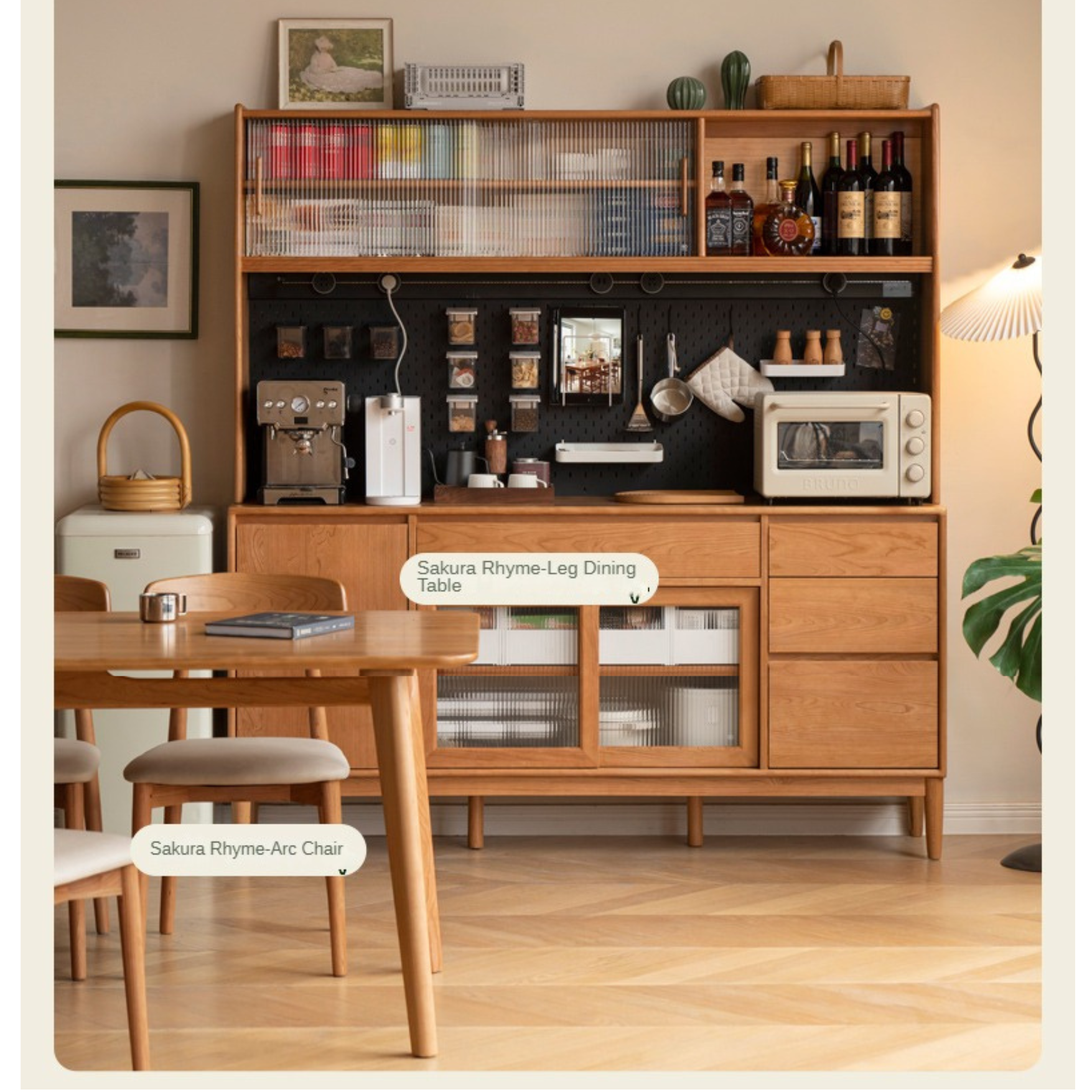 Cherry Solid Wood Medieval Style Dining Sideboard