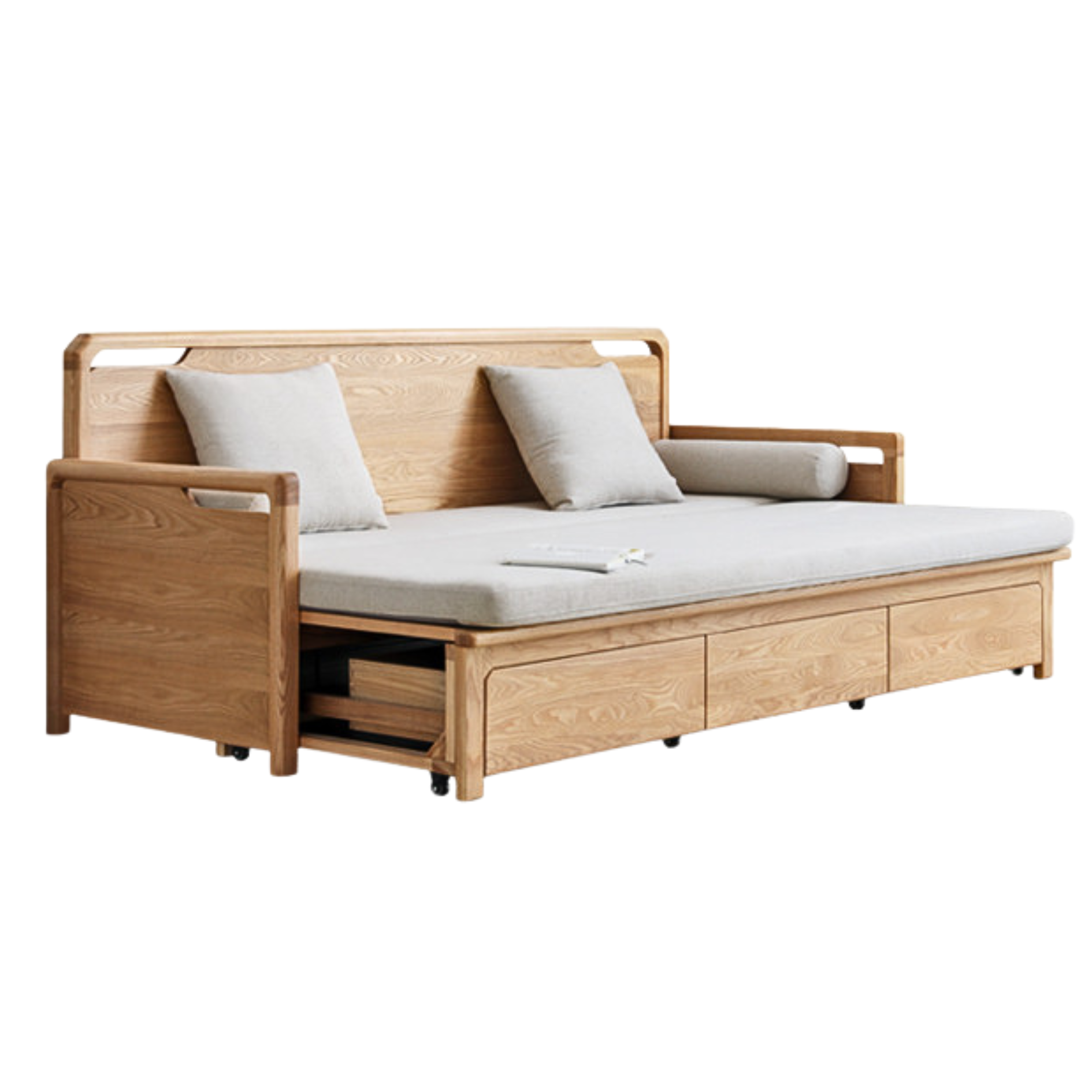 Ash Solid Wood Retractable Multifunctional Box Sofa Bed.