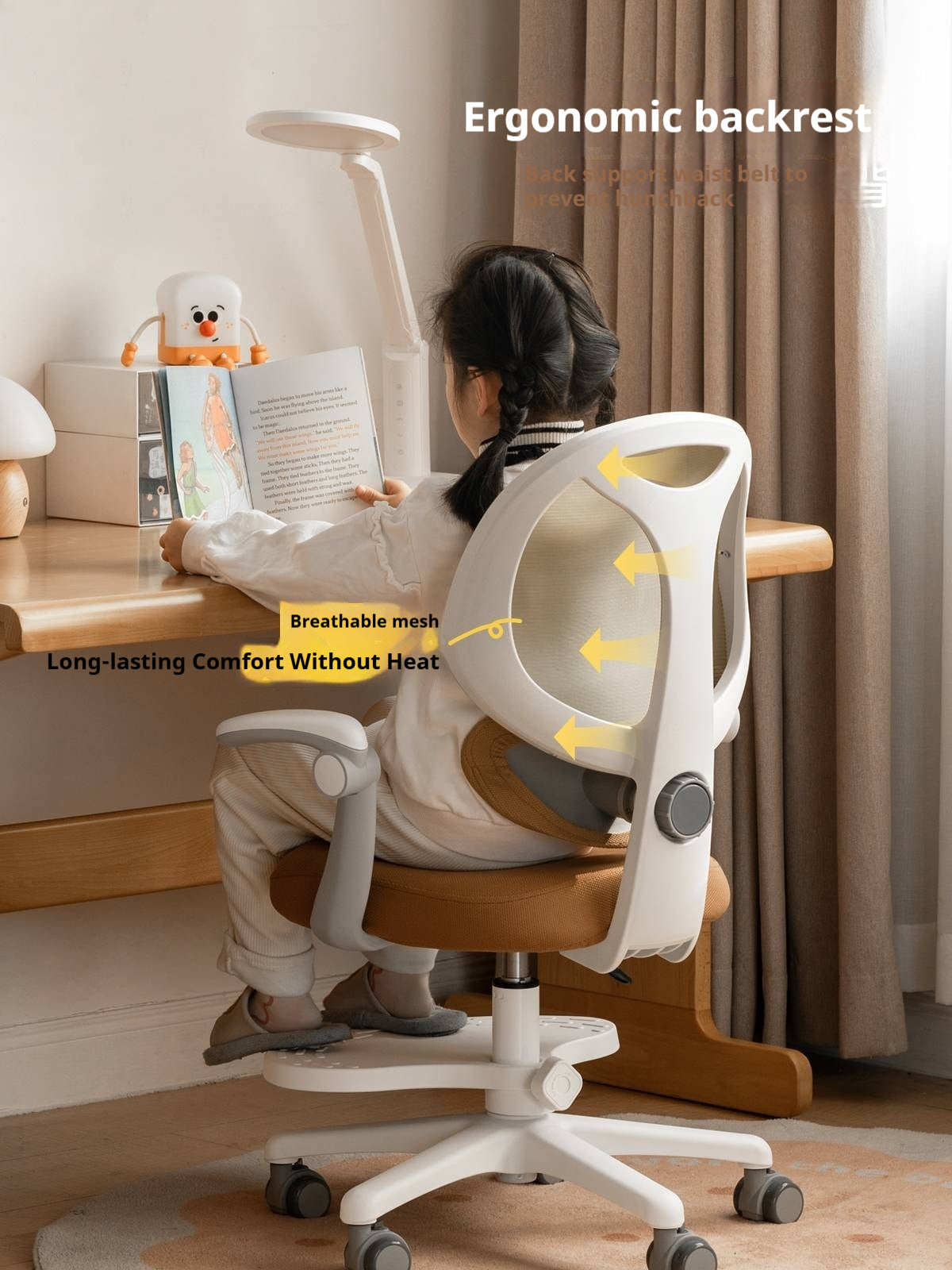 Children's Study Chair with Adjustable Backrest and Adjustable Lift