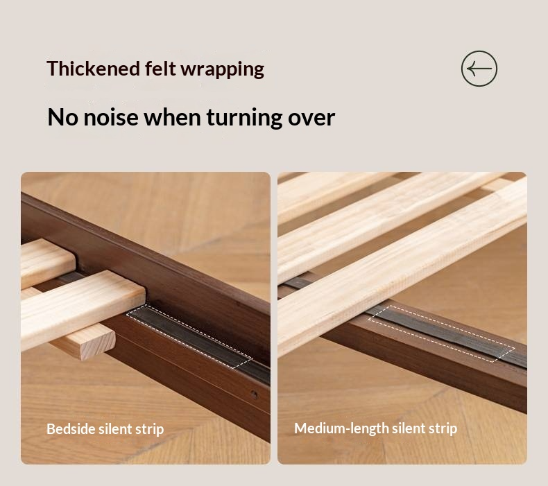 Black Walnut, Beech Solid Wood Retro Upholstered Large Bed