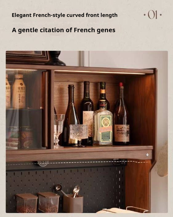 Black Walnut Solid Wood Retro Buffet Cabinet, Sideboard