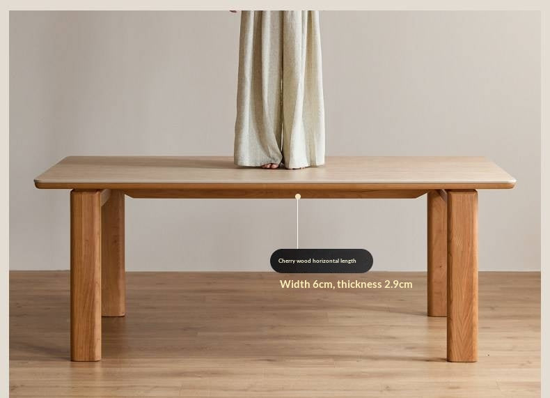 Cherry Solid Wood Vintage Style Slab Dining Table with Sintered Stone Top