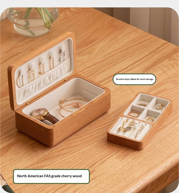 Black Walnut, Cherry Solid Wood Jewelry Box