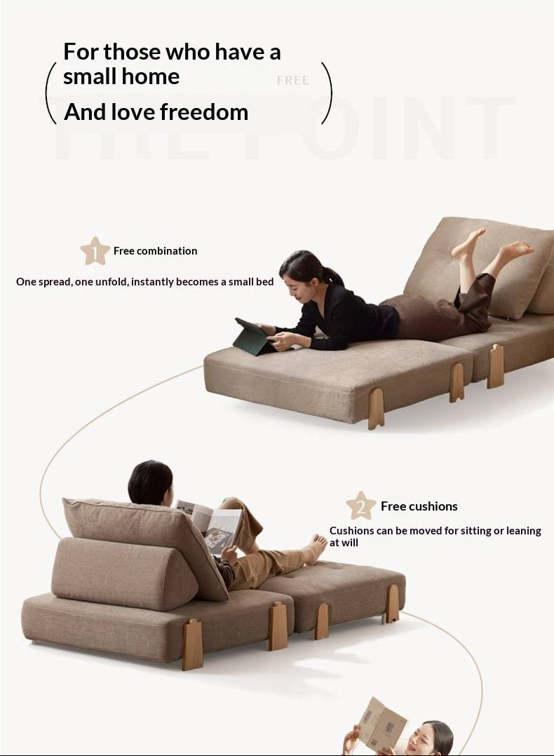 Armless Folding Sofa Bed with Wood Legs