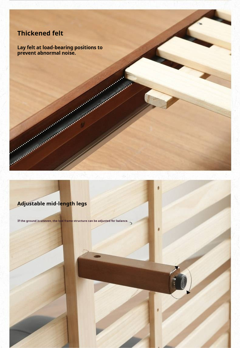 Tulipwood Solid Wood Bed — Bauhaus Style with Soft Genuine Leather Headboard