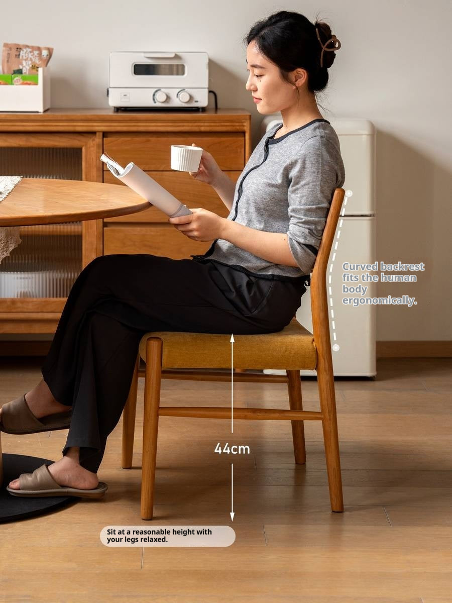 Set 4 pcs Cherry, Ash Solid Wood Artistic Retro Style Dining Chair