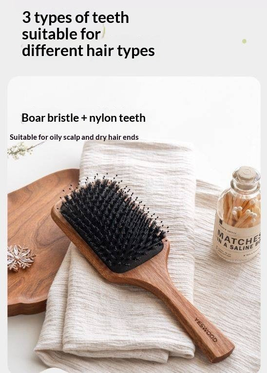 Nordic Beech Solid Wood Hair Care Cushion Comb