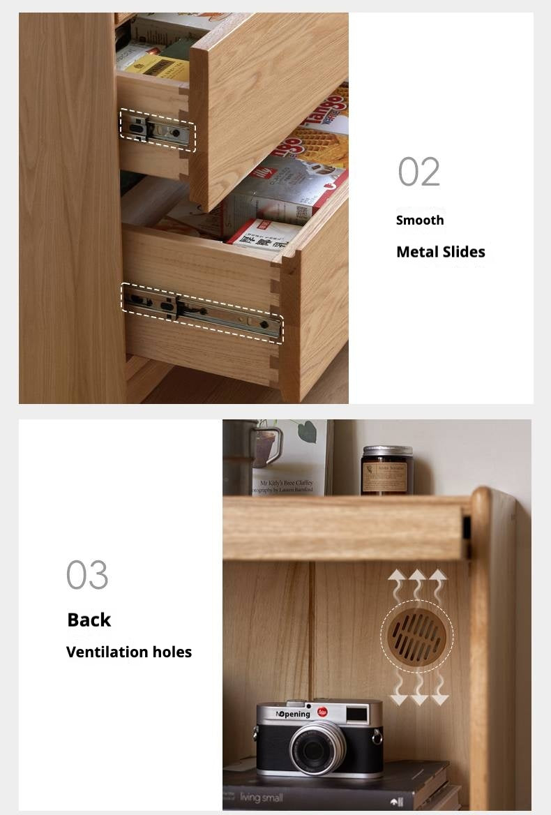 Ash Solid Wood Modern Side Cabinet.