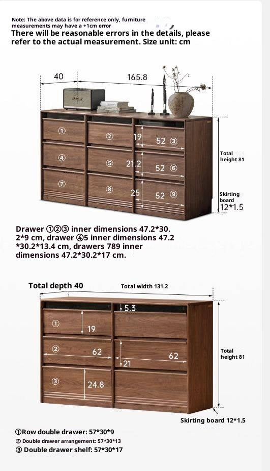 Black Walnut Solid Wood Nine-Drawer Chest
