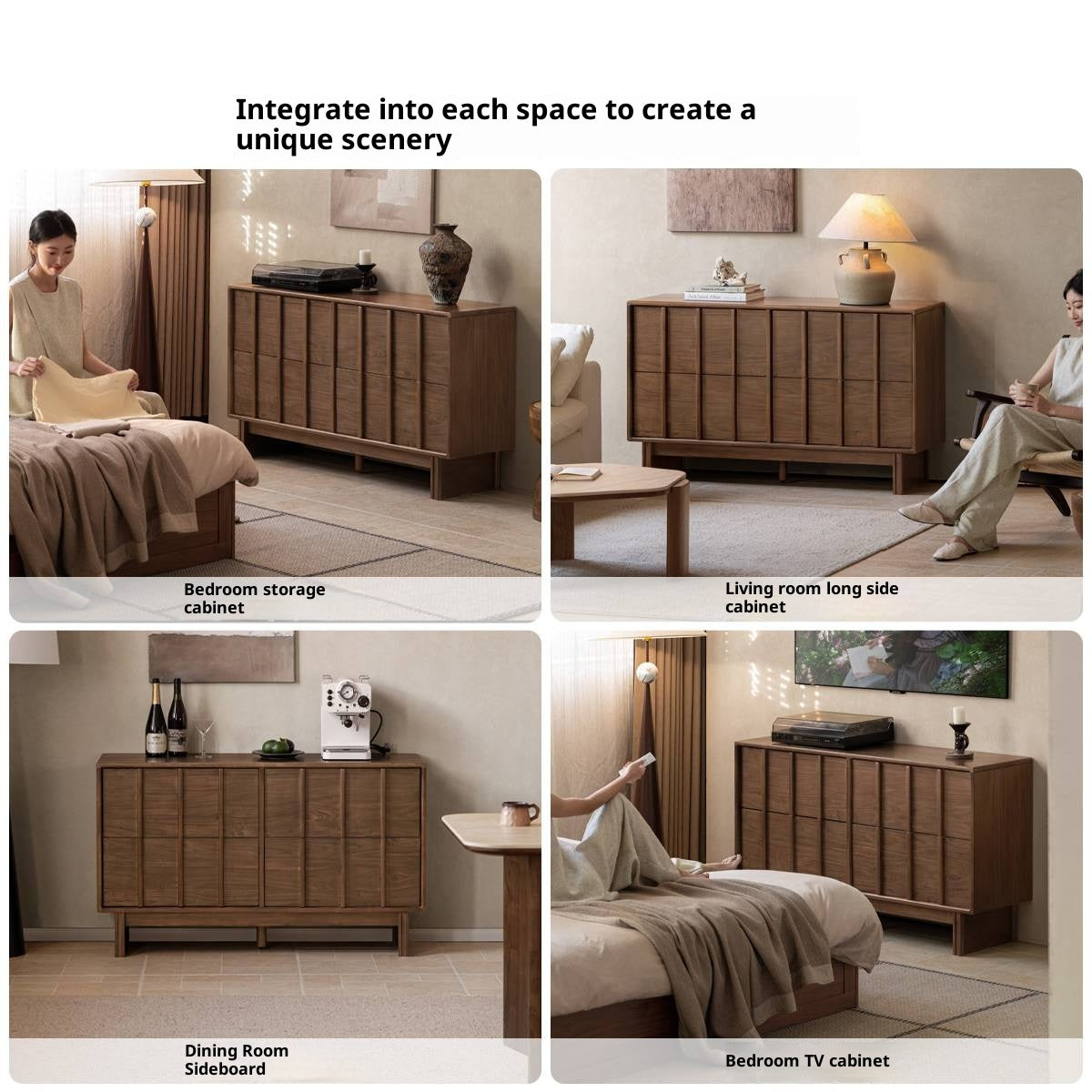 Black Walnut Solid Wood Wabi-Sabi Style Chest Of Drawers