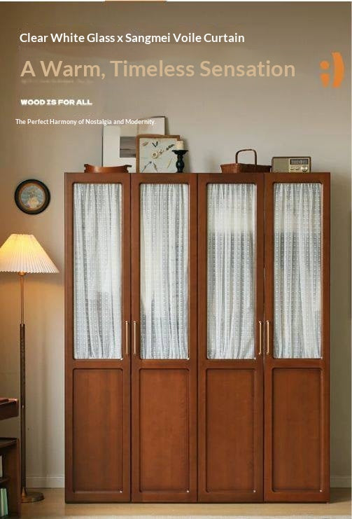 Poplar Solid Wood Modern Retro Style Double Door Wardrobet.