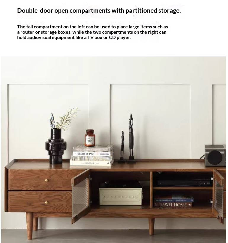 Ash Solid Wood TV Cabinet Minimalist Rock Plate