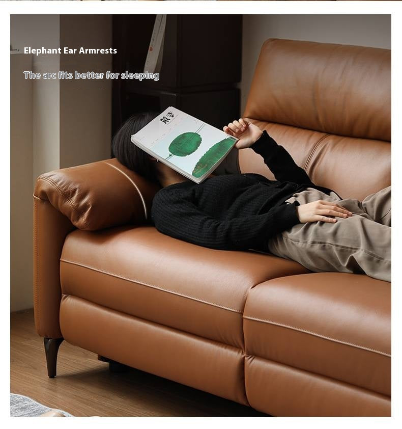 Leather Electric Zero Wall Sofa Italian Light Luxury.