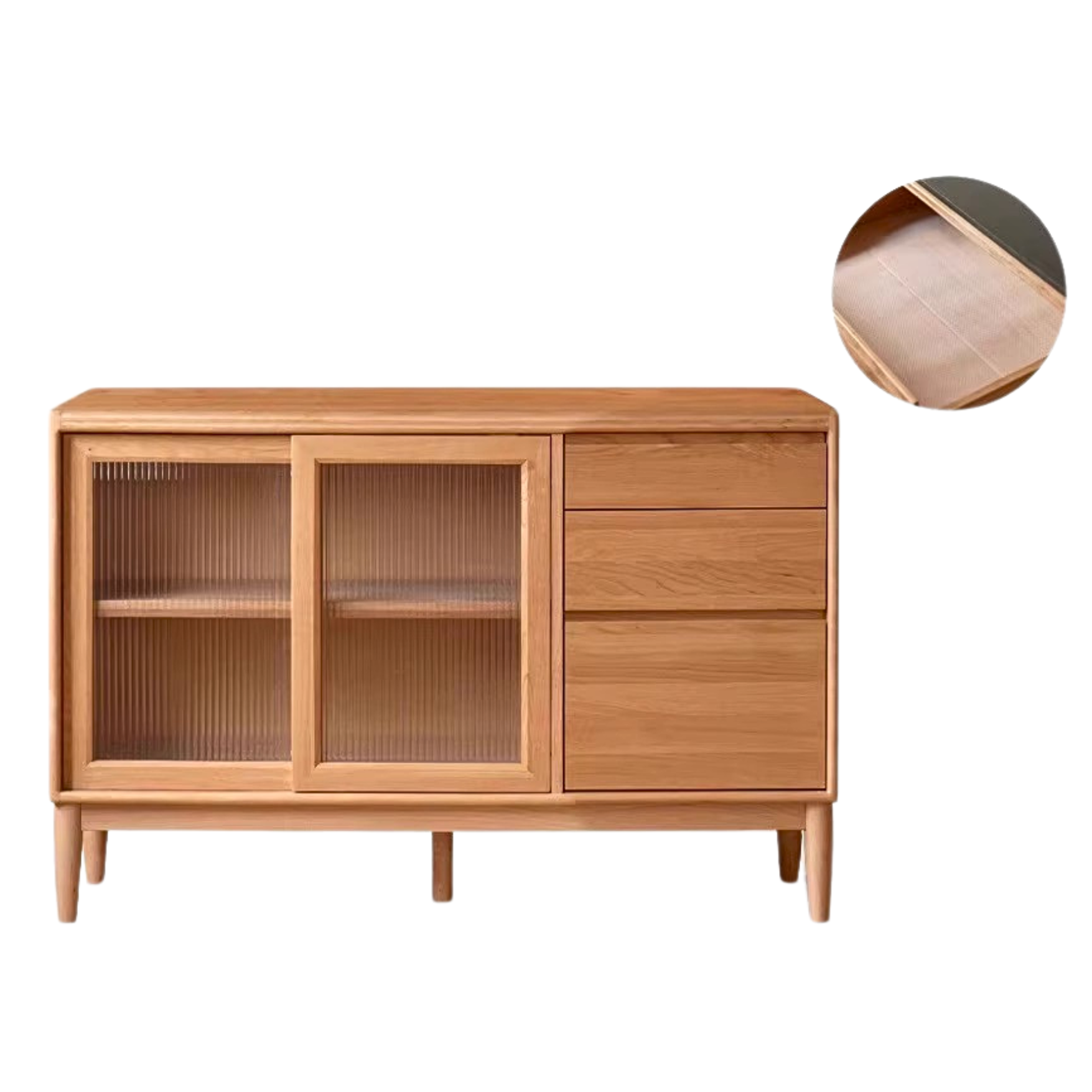 Cherry, Oak Solid Wood Rock Board Dining Cabinet Integrated High