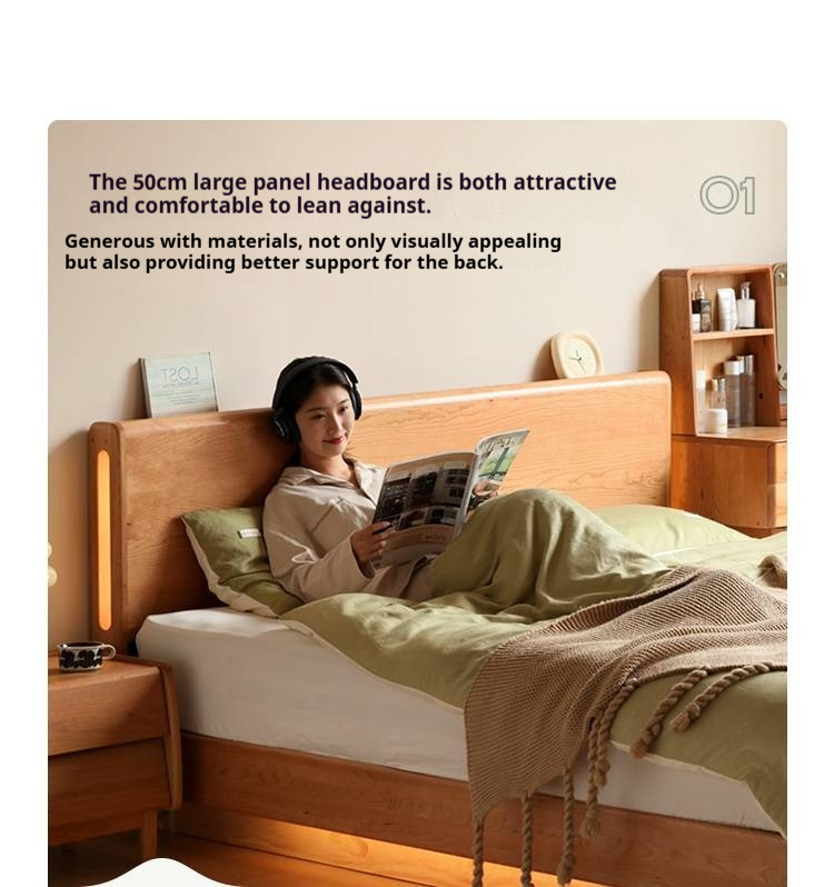 Cherry Solid Wood Night Light Suspended Box Bed