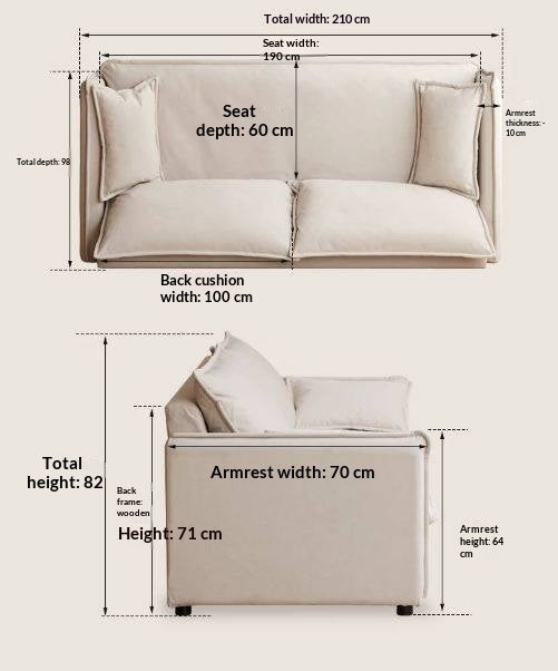 Cream-style washable fabric sofa with relaxed silhouette