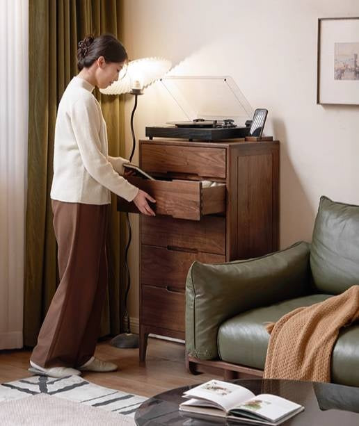 Black Walnut Solid Wood Modern Nordic Style Side Cabinet