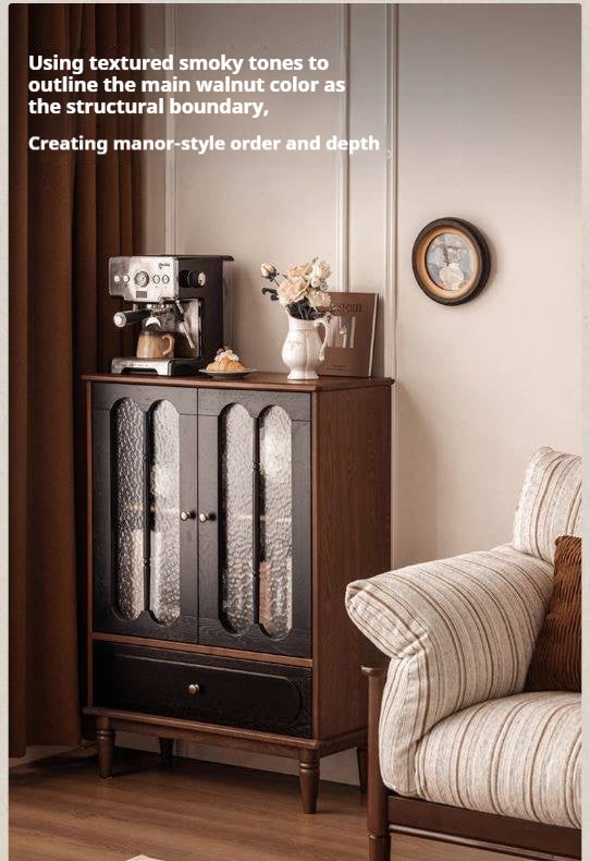 Ash Solid Wood French Retro Side Cabinet.