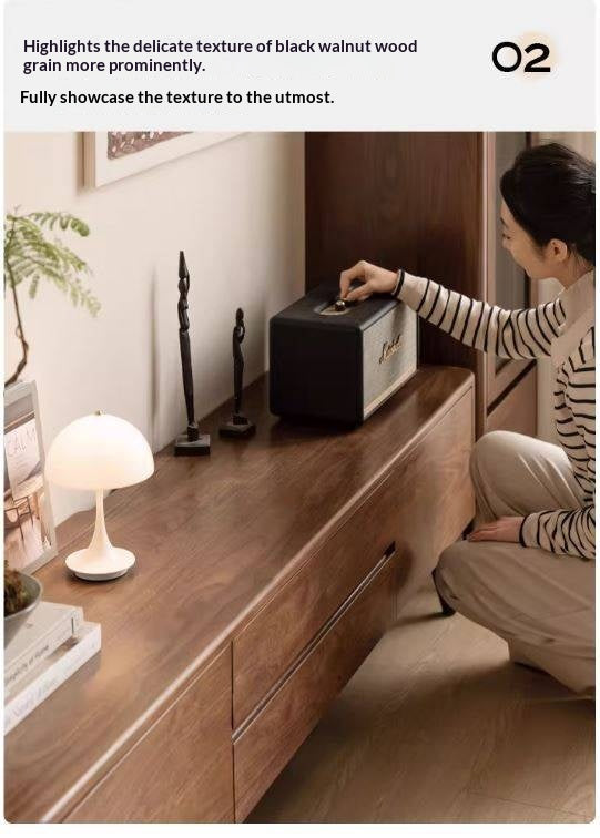 Black Walnut, Solid Sandalwood TV Cabinet Modern Simple.