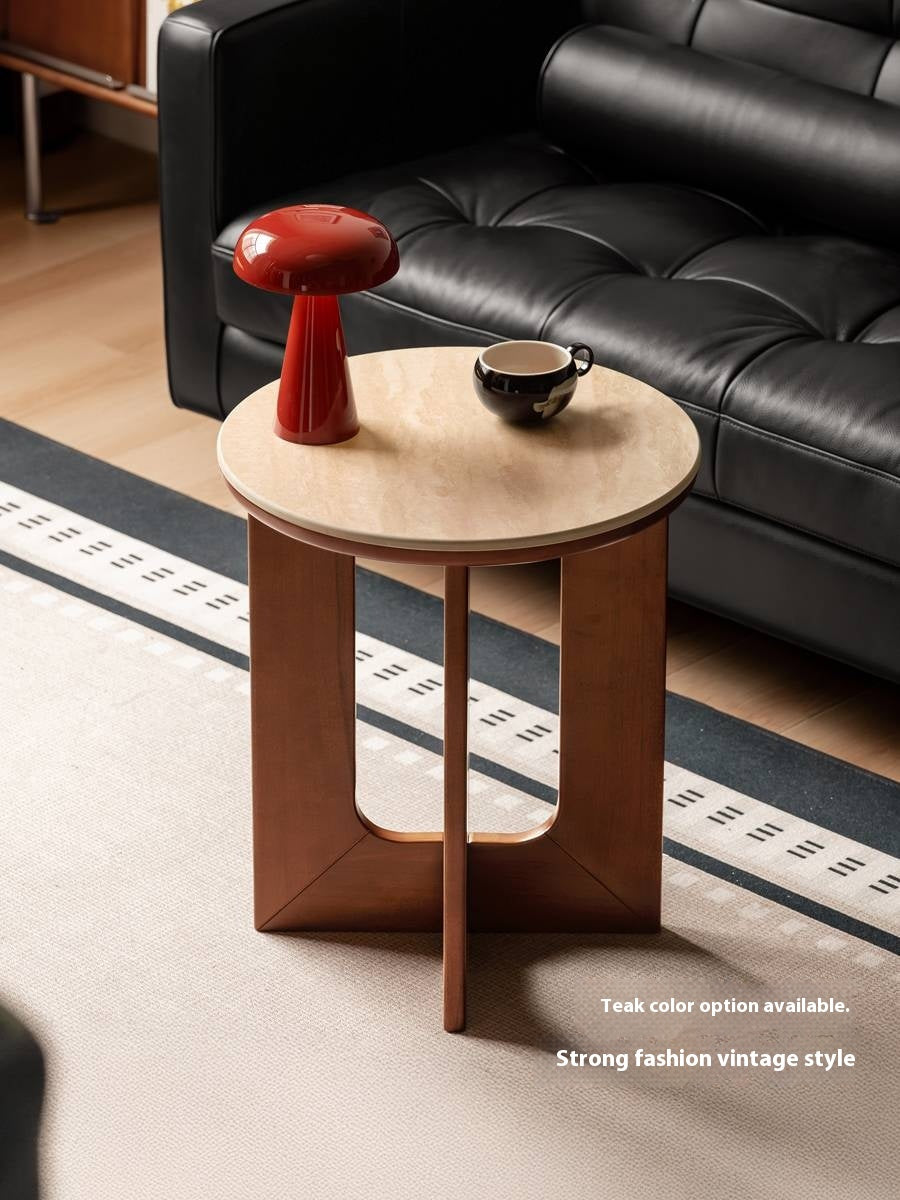 Black Walnut, Poplar Solid Wood Wabi-Sabi Style Rock Board Side Table