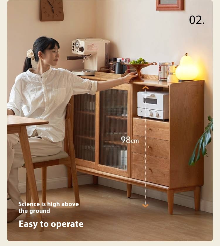 Cherry Solid Wood Ancient Style Ultra Thin Side Cabinet