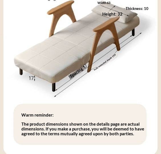 Oak, Beech Solid Wood Folding Sofa Bed Chair in Faux Leather