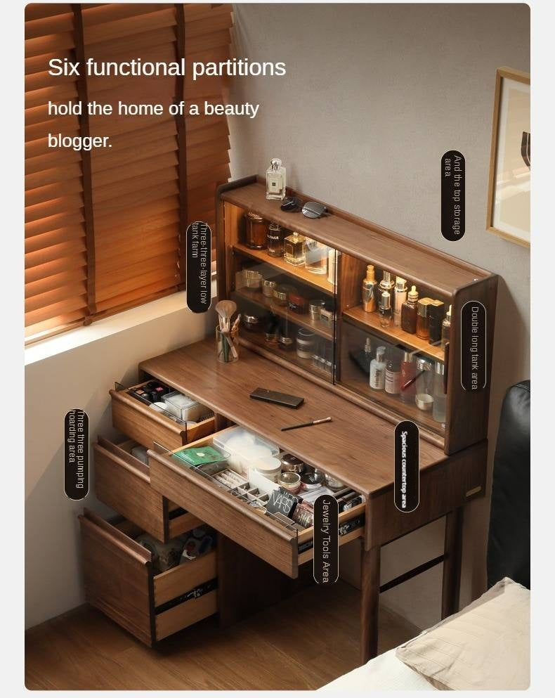 Black Walnut Solid Wood Light Luxury Vanity Table
