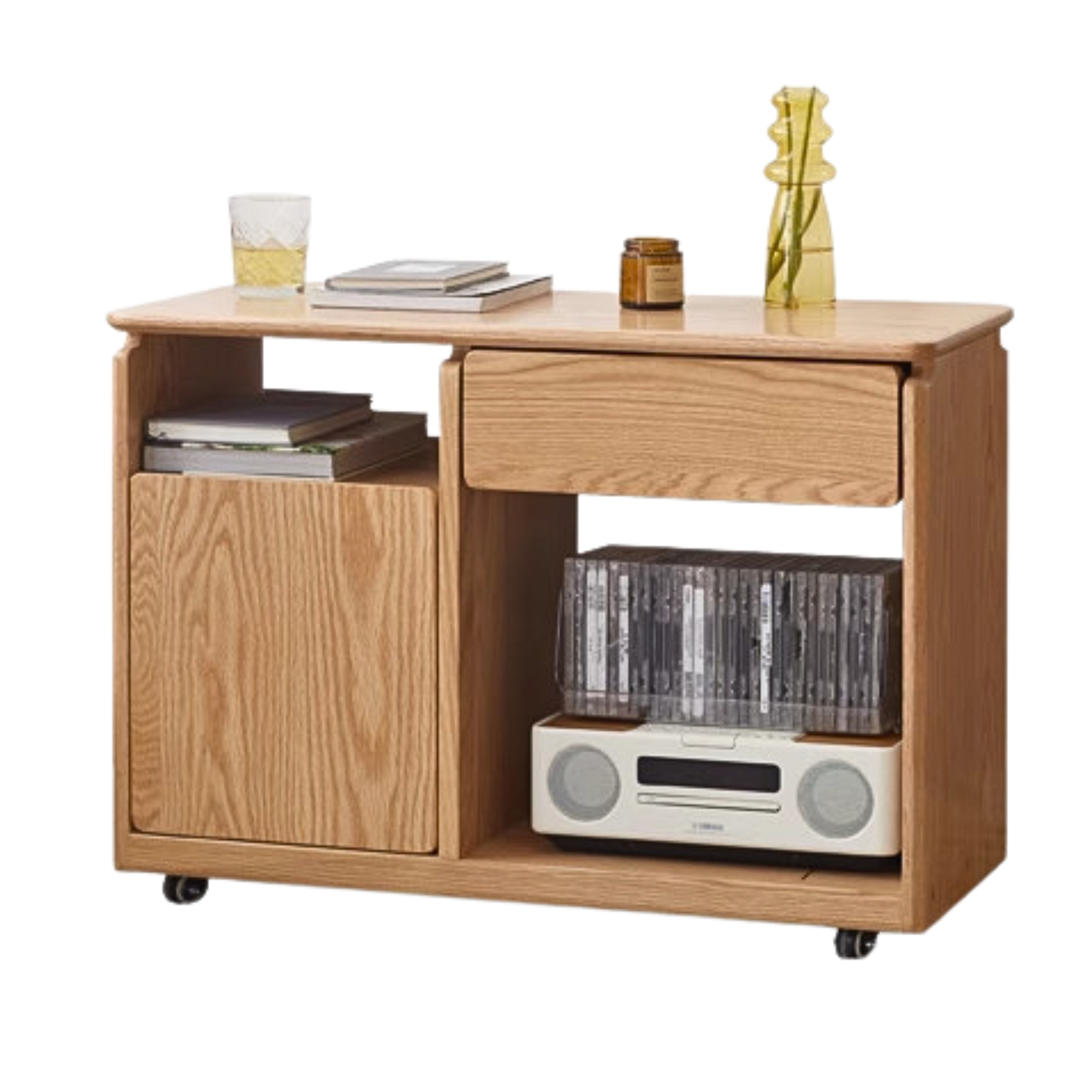 Oak, Black Walnut, Ash Solid Wood Mobile Side Table