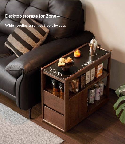 Sandalwood Solid Wood Italian Style Light Luxury Rock Board Side Table