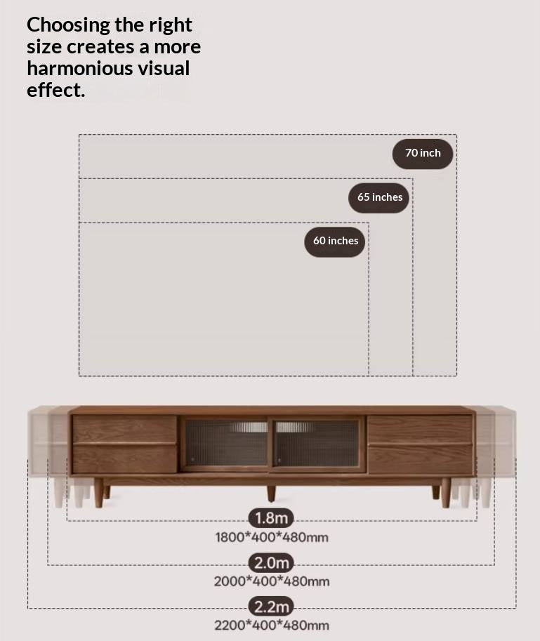 Black Walnut Solid Wood Modern TV Cabinet