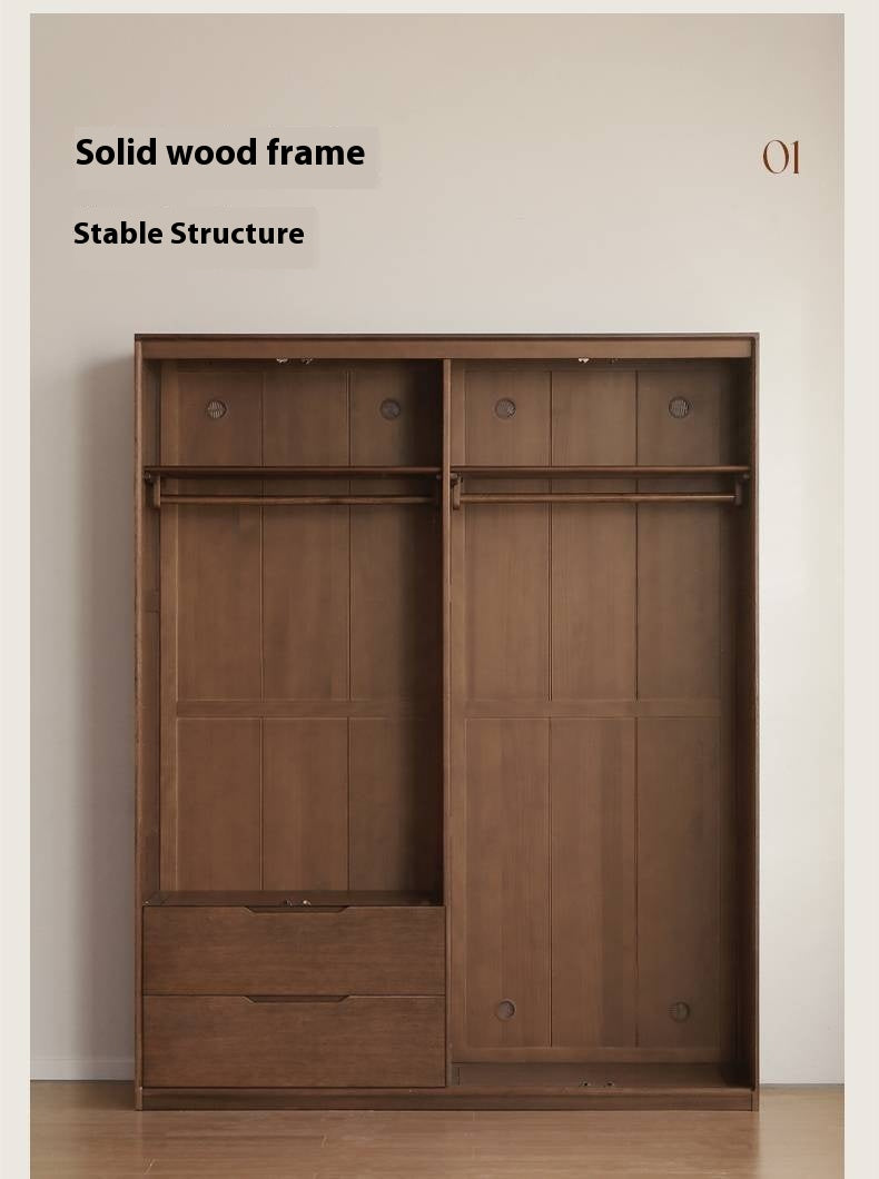Sandalwood Solid Wood Modern Open Door Wardrobe.