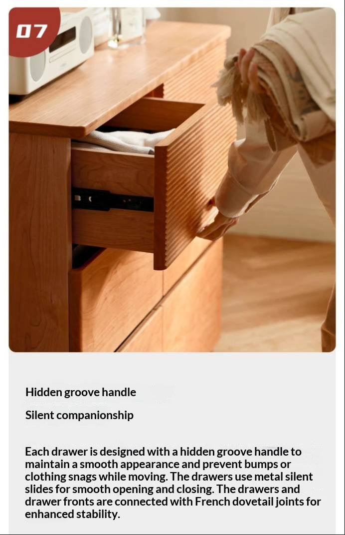 Cherry Solid Wood Six-Drawer Chest, Storage Chest