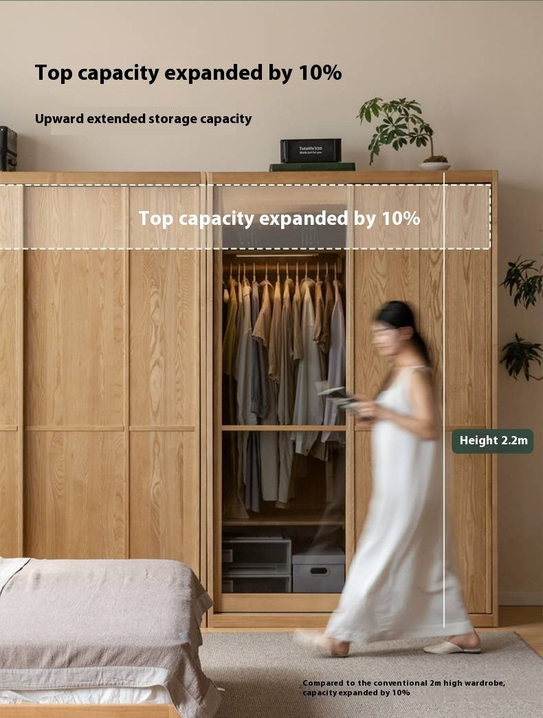 Ash Solid Wood Modern Wardrobe With Sliding Doors