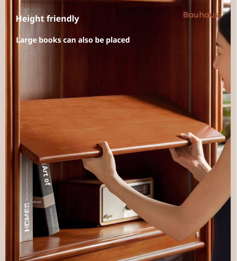 Poplar Solid Wood Vintage Style Glass Bookcase