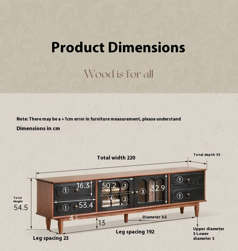 Ash Solid Wood French Retro TV Cabinet