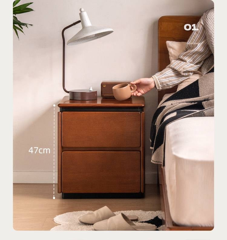 PoplarSolid Wood Vintage Style Nightstand