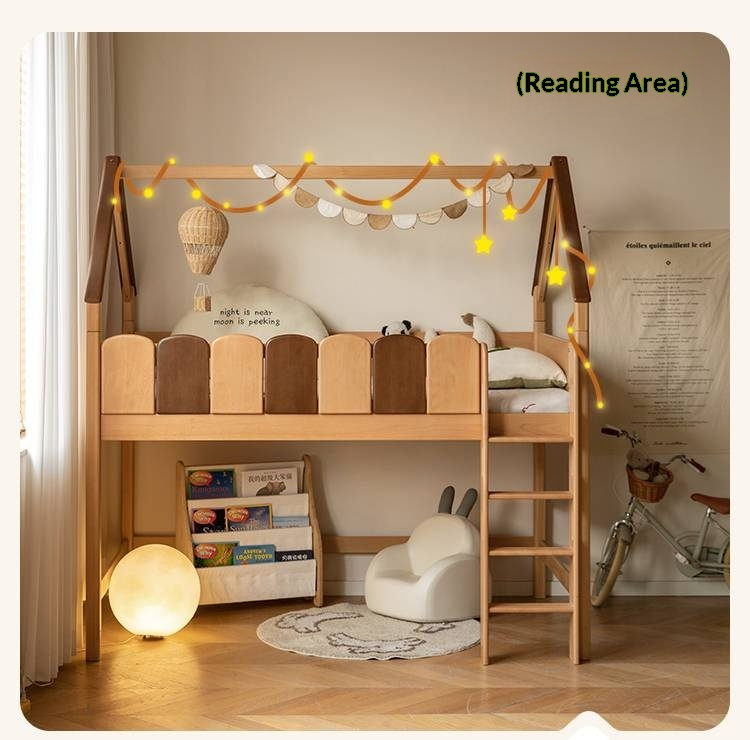 Beech Solid Wood Children's Treehouse Bed Multifunctional Loft Bed