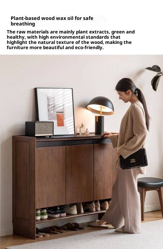Black Walnut, Oak Solid Wood Italian Style Light Luxury Shoe Cabinet