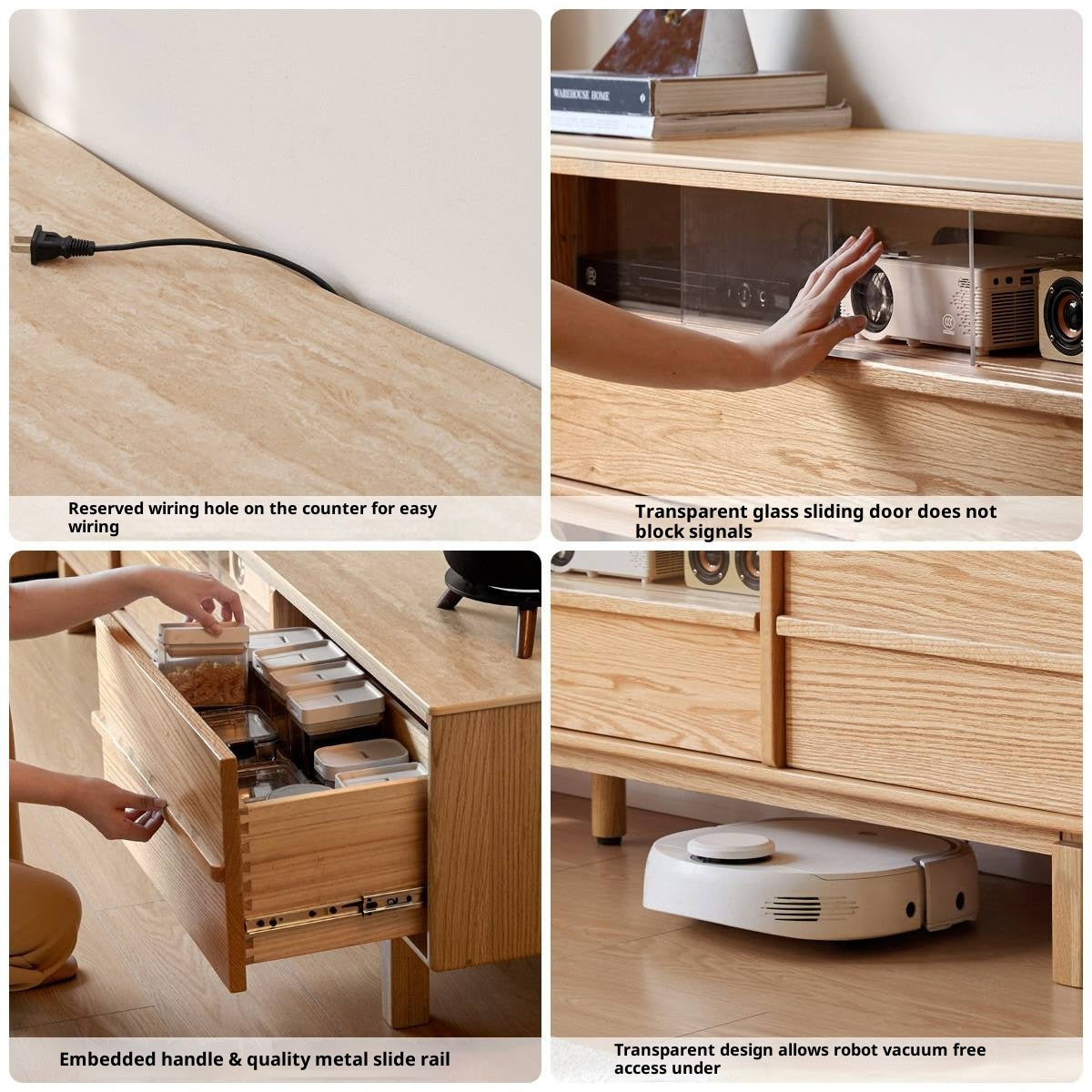 Oak Solid Wood Modern Minimalist TV Cabinet