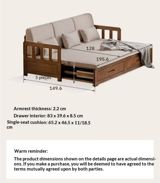 Oak Solid Wood Spindle Daybed with Trundle and Storage Drawers