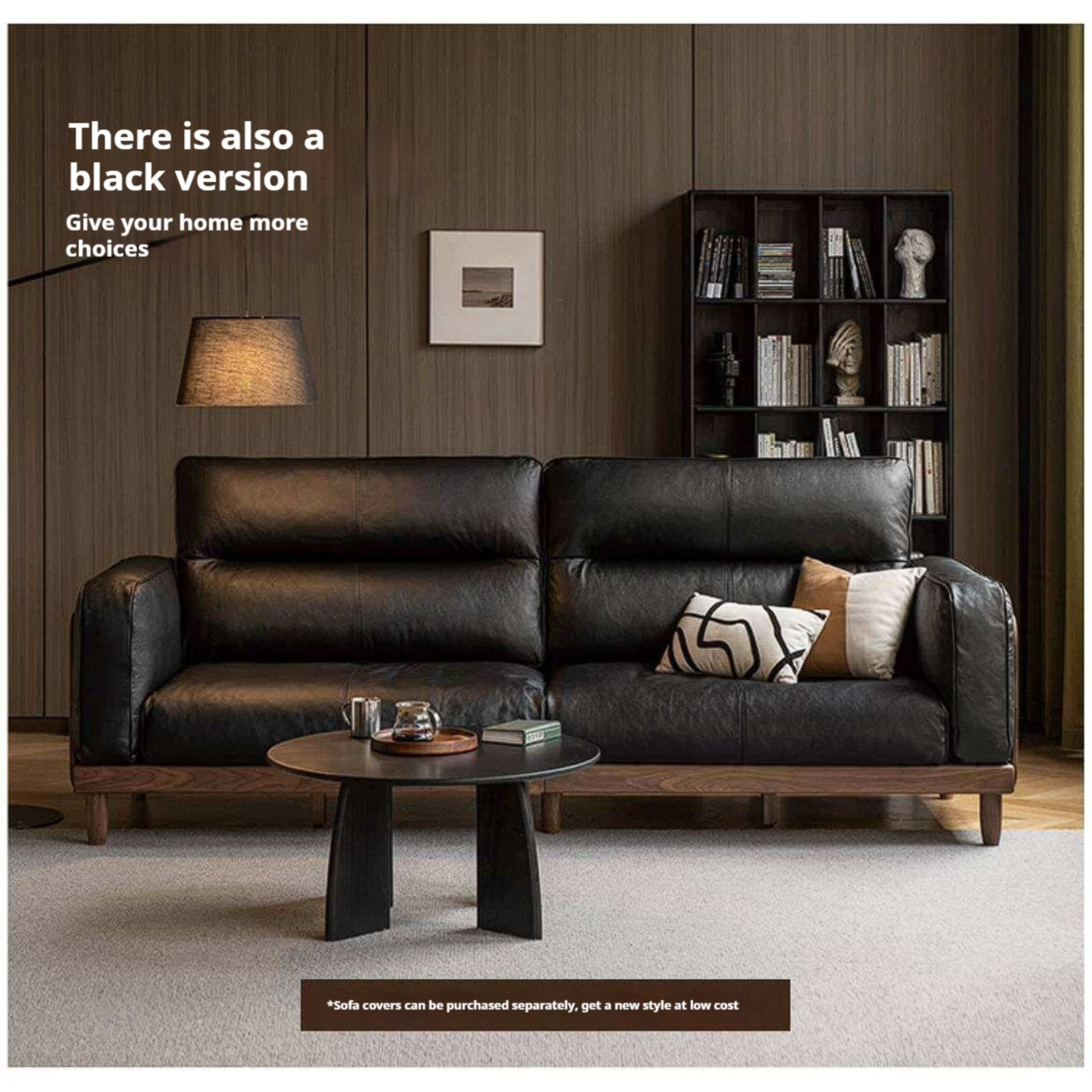 Black Walnut Solid Wood Sofa with Italian Light Luxury Design