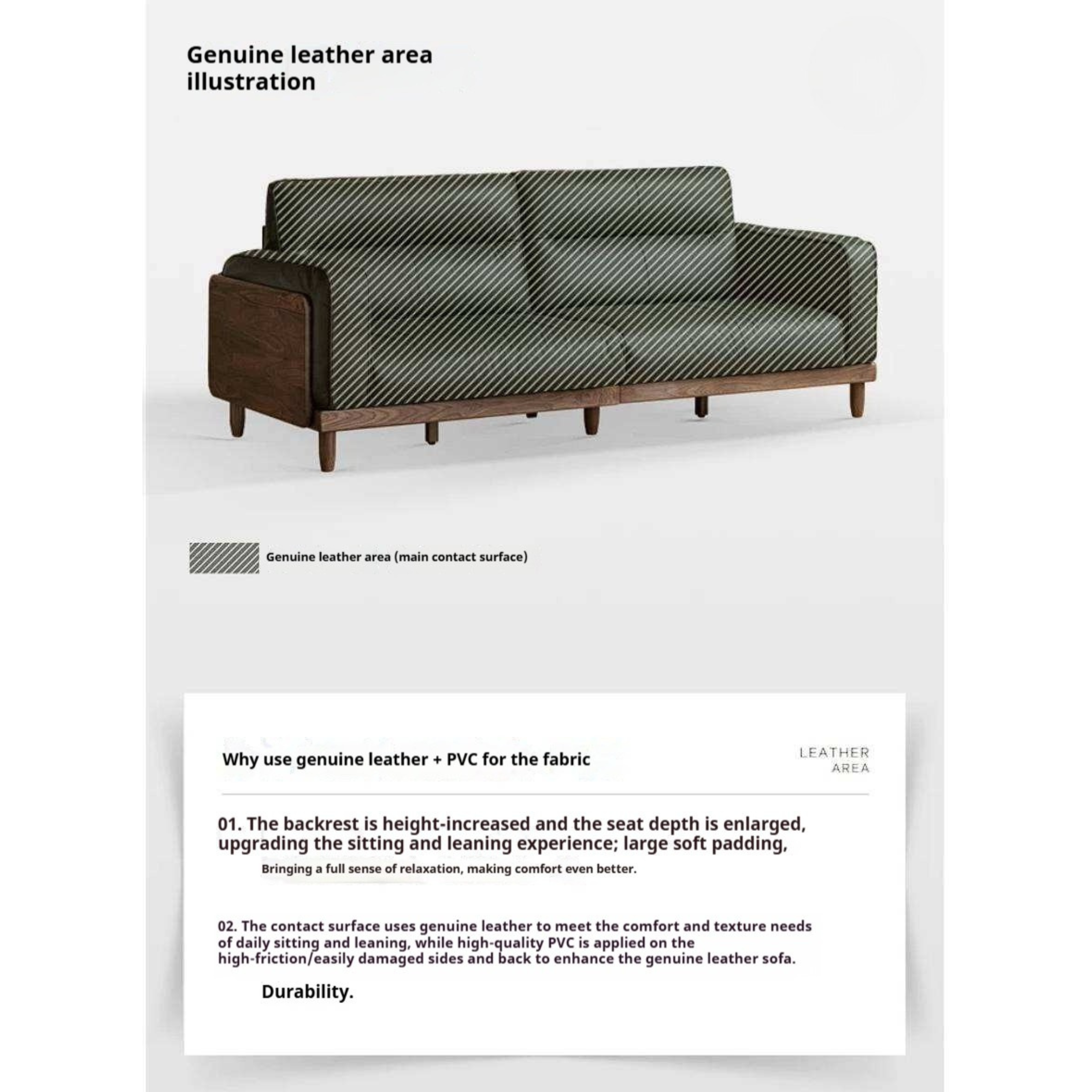 Black Walnut Solid Wood Sofa with Italian Light Luxury Design