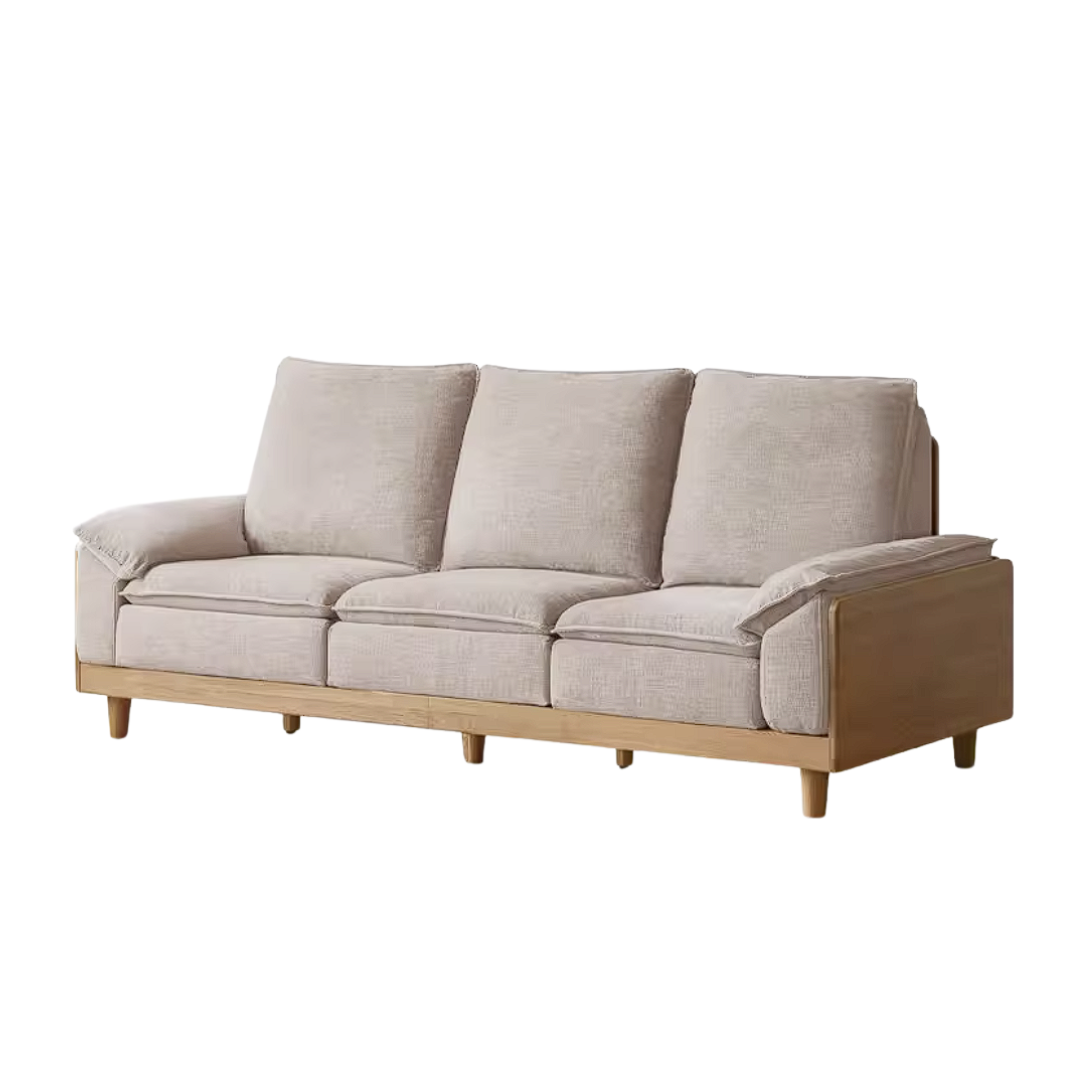 White Oak Solid Wood Sofa with Modern Minimalist Style