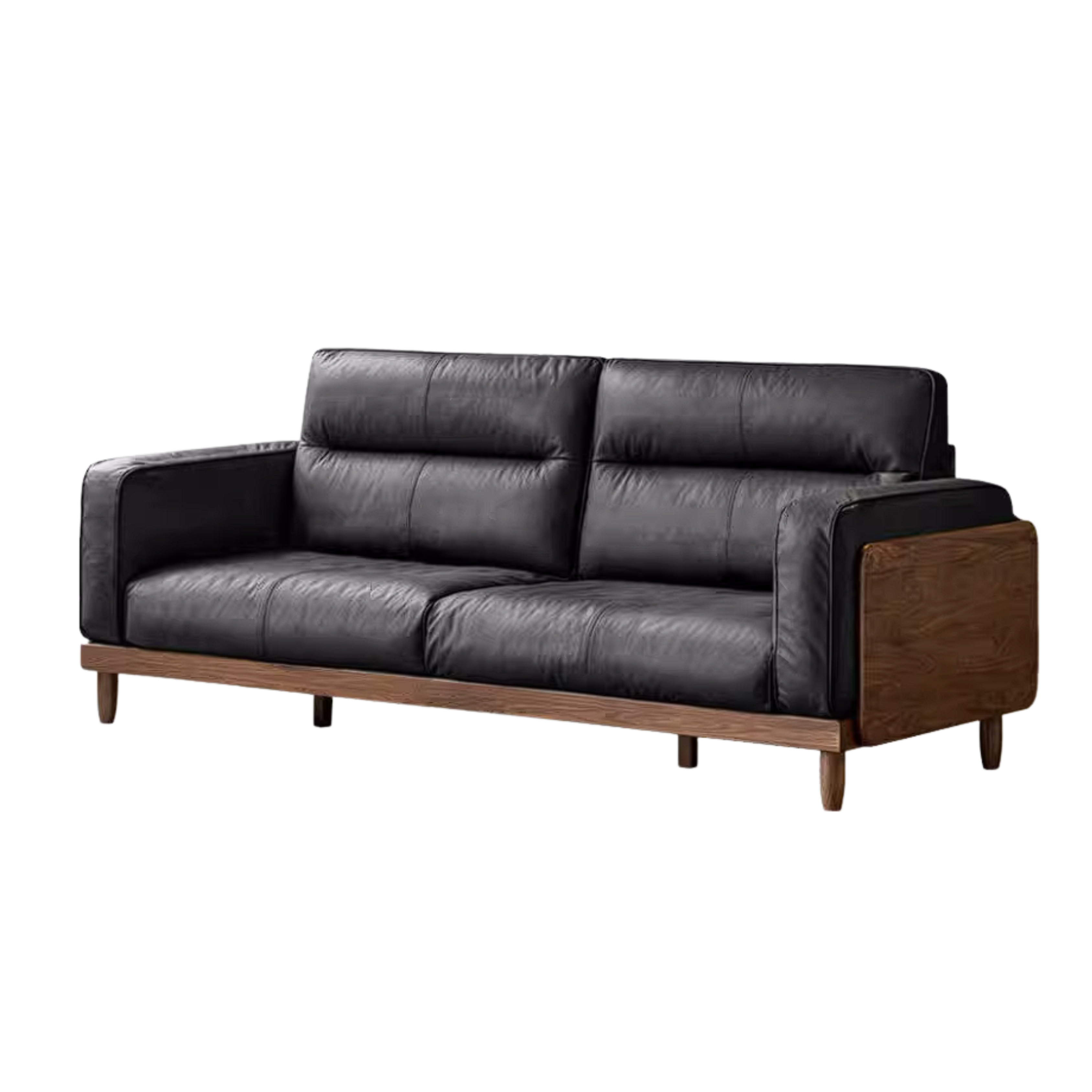Black Walnut Solid Wood Sofa with Italian Light Luxury Design
