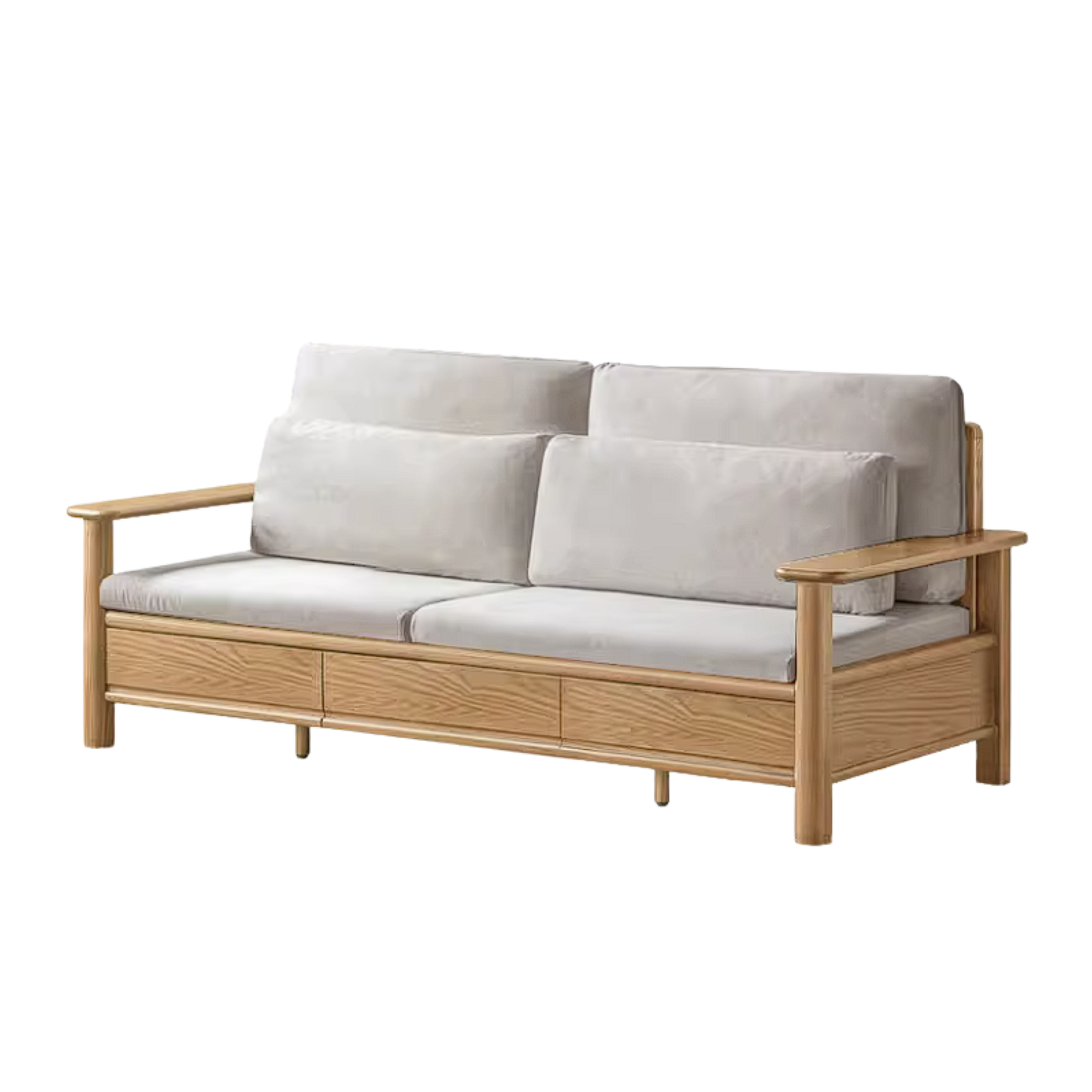 Oak Solid Wood Sofa Bed with Storage Drawers