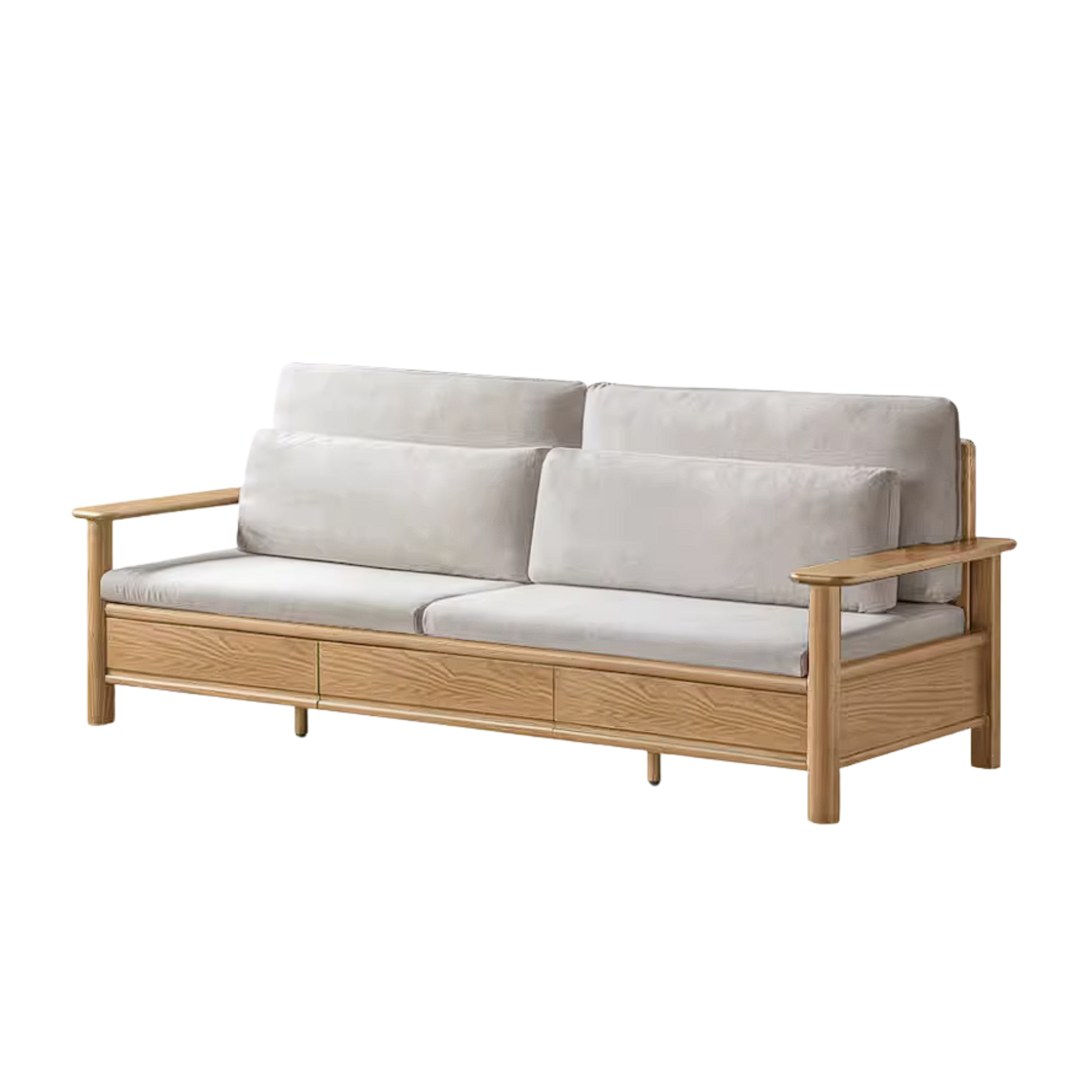 Oak Solid Wood Sofa Bed with Storage Drawers