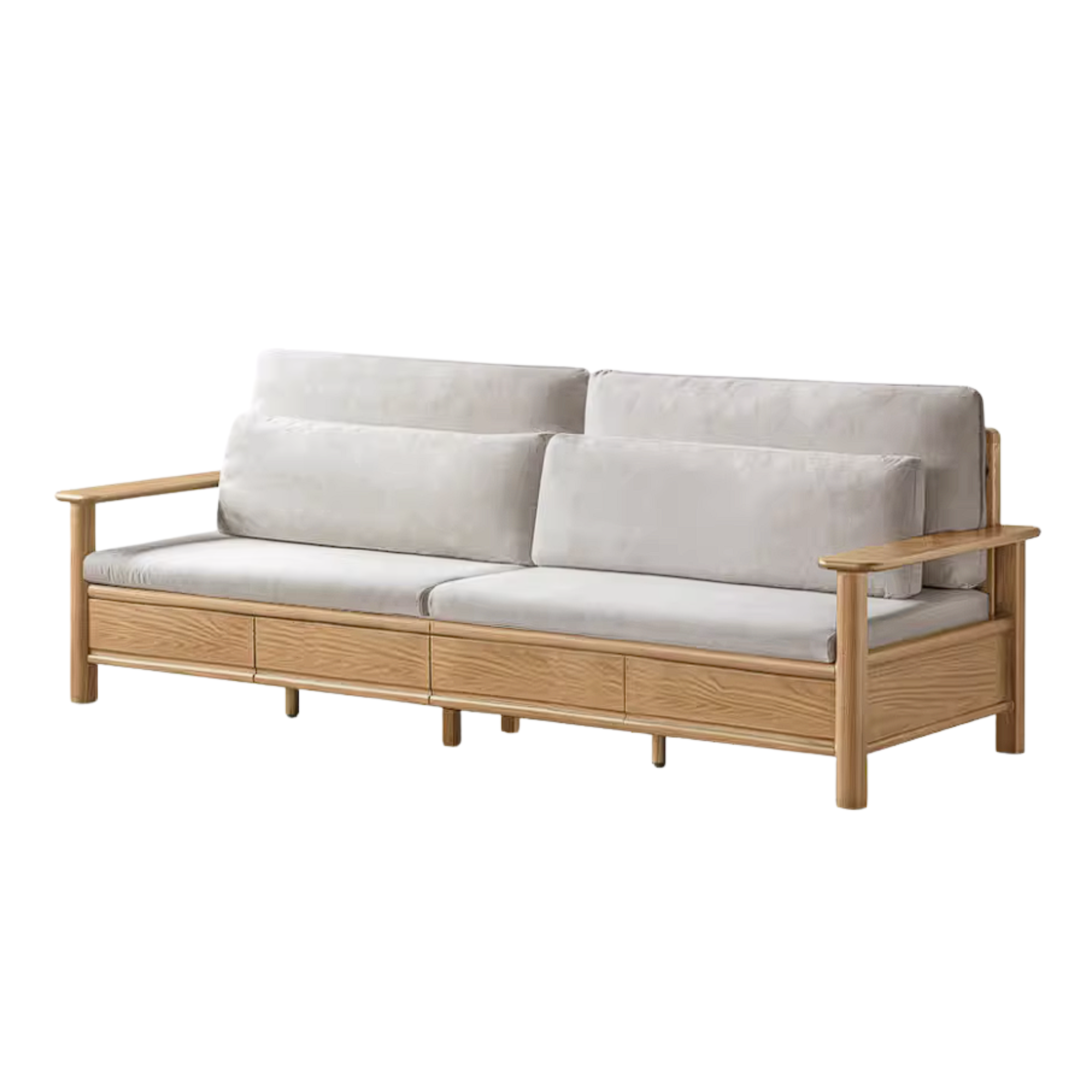 Oak Solid Wood Sofa Bed with Storage Drawers